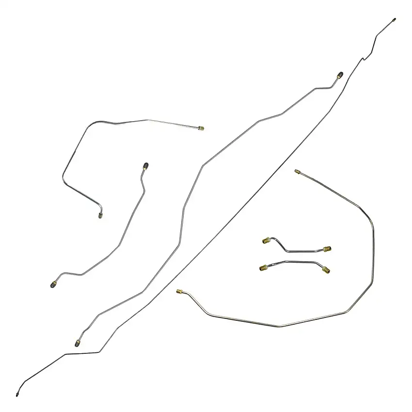 1956 Chevrolet Bel Air w/Single Exhaust Inside Frame Manual Brake Line Kit 7pc, Stainless (E-14)