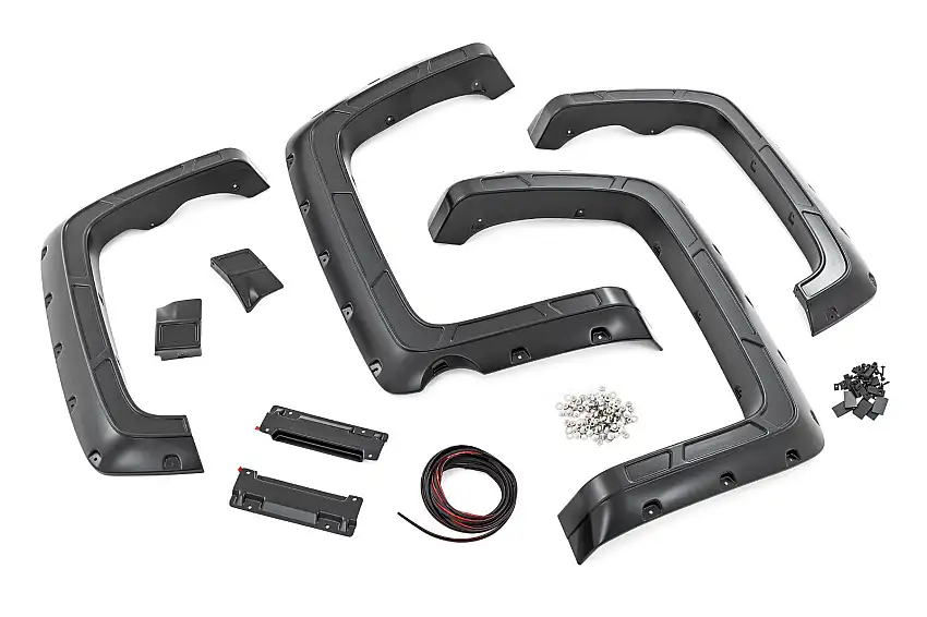 Rough Country Fender Flares Defender l 5'9" Bed G7C Red Hot Chevy Silverado 1500 (14-18 & Classic)14-18 & Classic A-C11612-G7C