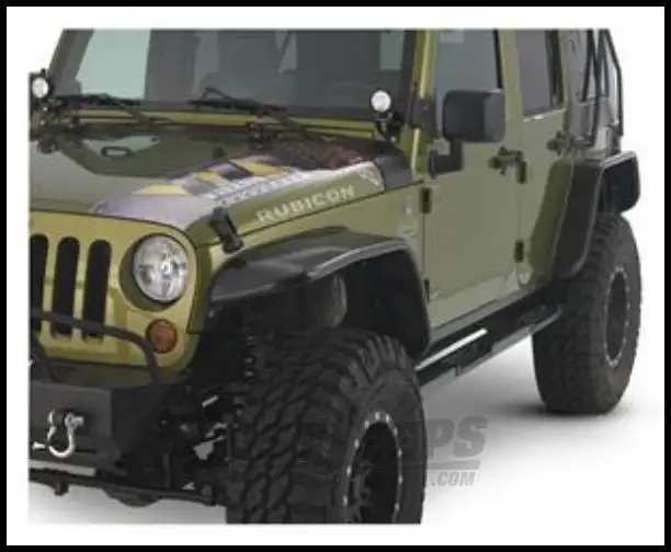 Warrior Products 10" Front Tube Fender Flares In Black Smooth Finish For 2007-18 Jeep Wrangler JK 2 Door & Unlimited 4 Door Models S7314