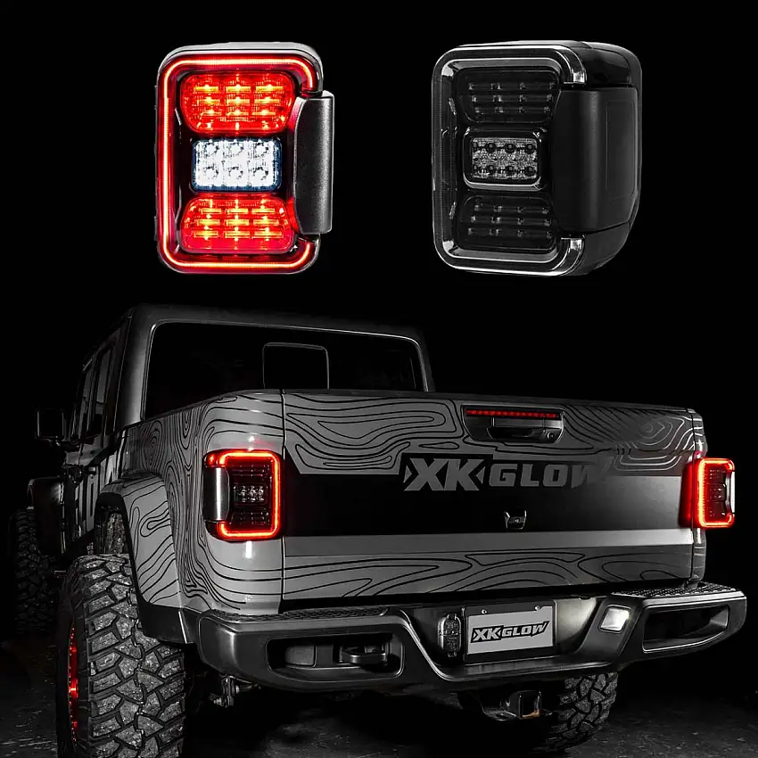 XK Glow LED Smoked Lens Tail Light Kit for 20+ Jeep Gladiator JT XK041028